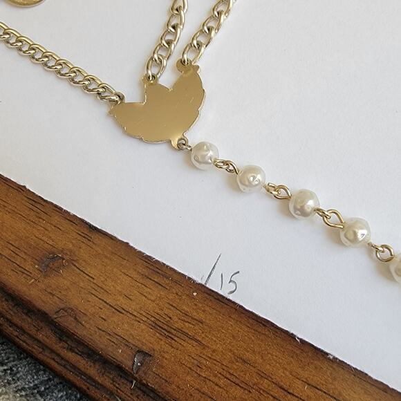 Vintage Gold Medallion Pearl Bib Necklace from Japan - Picture 9 of 10